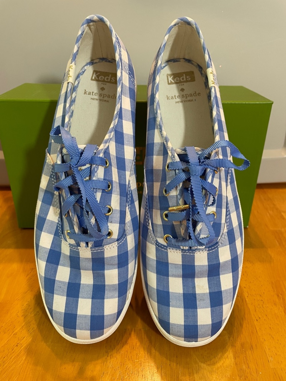 Keds Kate Spade Champion Gingham Periwinkle Shoes 9.5